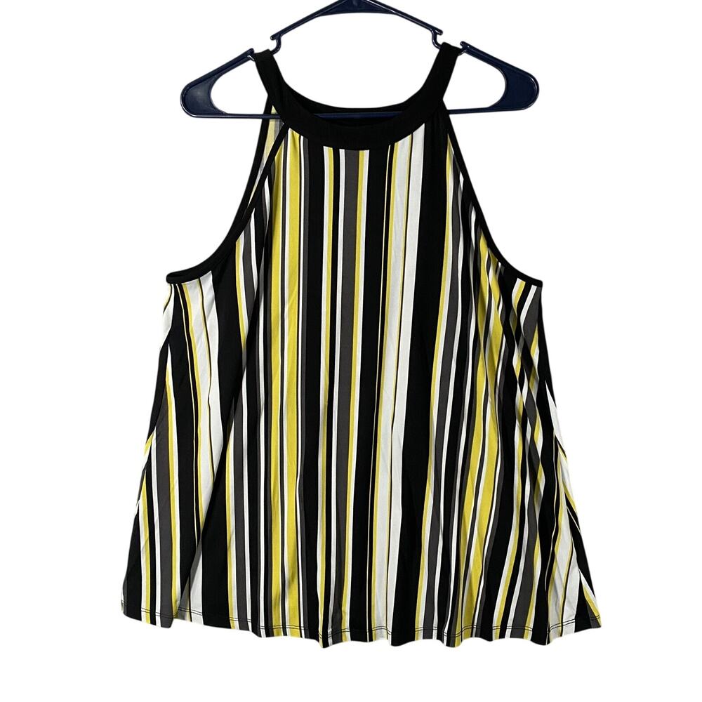 Torrid Goddess Tunic Striped Sleeveless Shirt Yellow Black Womans Size M/L 00